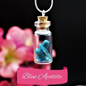 Blue Apatite Cork Bottle Necklace Pendant